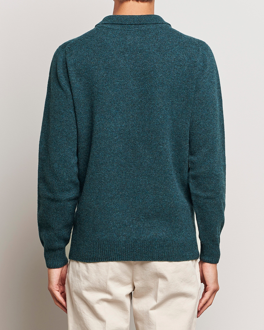 Herr | Tröjor | Sunspel | Lambswool Poloshirt Peacock