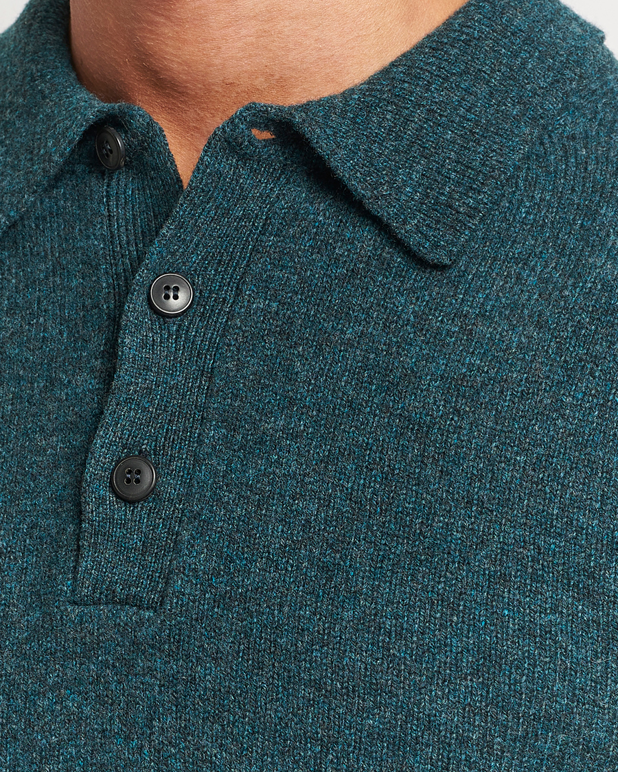 Herr | Tröjor | Sunspel | Lambswool Poloshirt Peacock