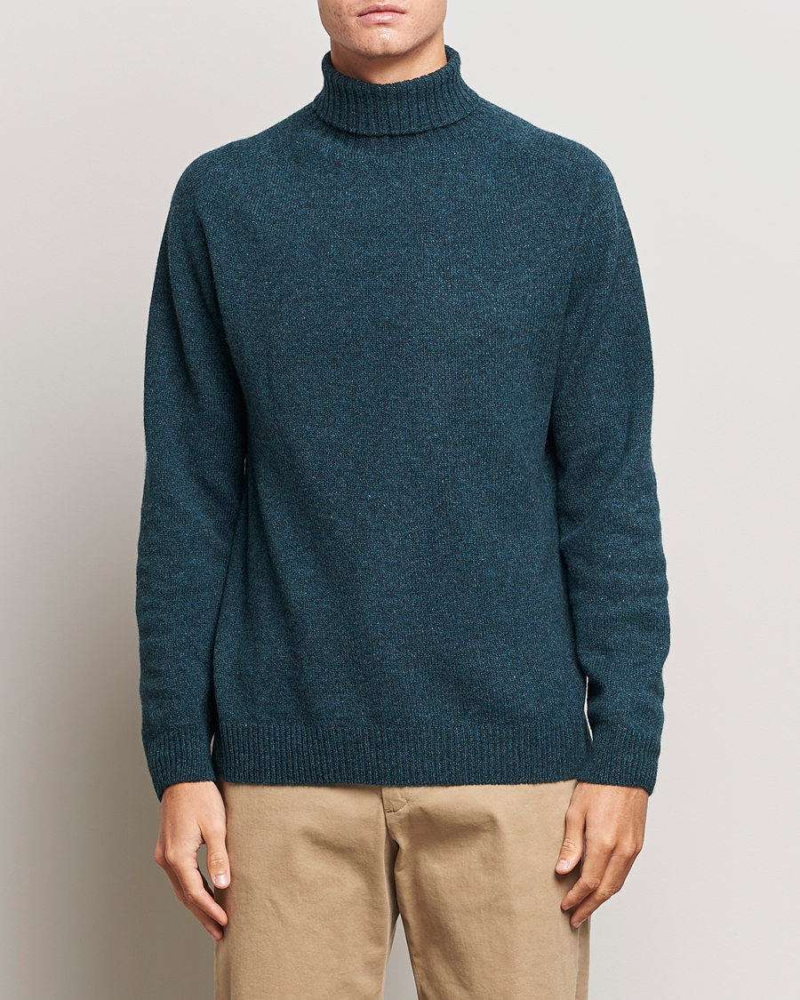 Herr | Tröjor | Sunspel | Lambswool Rollneck Peacock