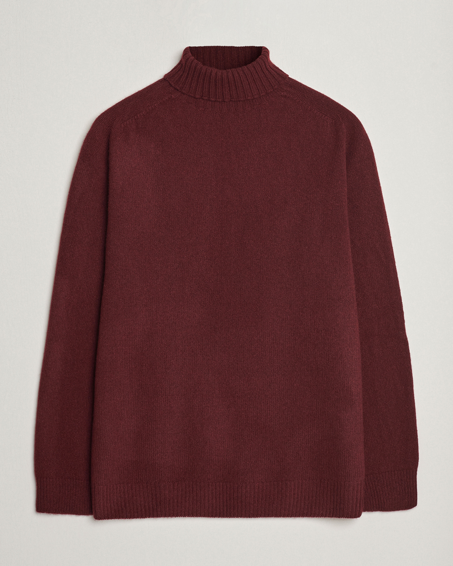 Herr | Tröjor | Sunspel | Lambswool Rollneck Maroon