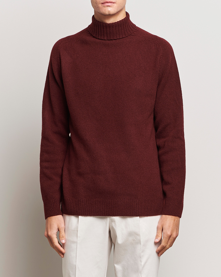 Herr | Tröjor | Sunspel | Lambswool Rollneck Maroon