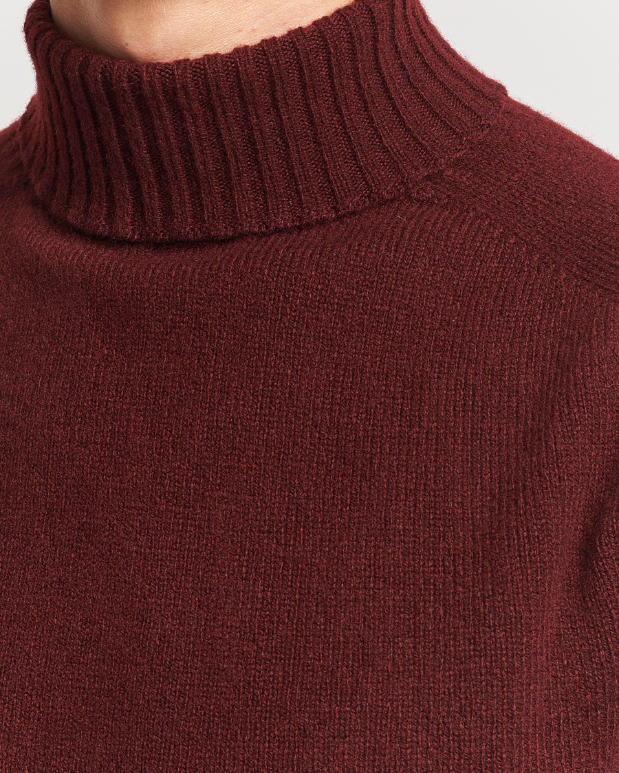 Herr | Tröjor | Sunspel | Lambswool Rollneck Maroon