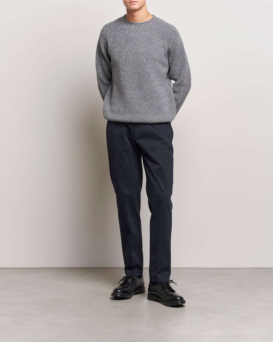 Herr | Tröjor | Sunspel | Textured Lambswool Jumper Mid Grey Twist