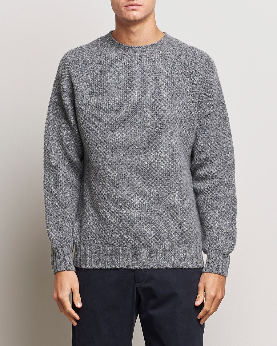 Herr | Tröjor | Sunspel | Textured Lambswool Jumper Mid Grey Twist