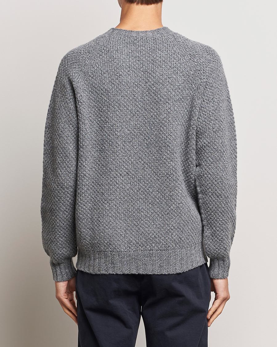Herr | Tröjor | Sunspel | Textured Lambswool Jumper Mid Grey Twist