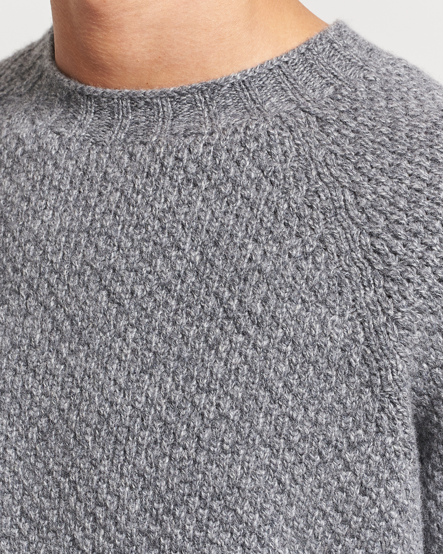 Herr | Tröjor | Sunspel | Textured Lambswool Jumper Mid Grey Twist
