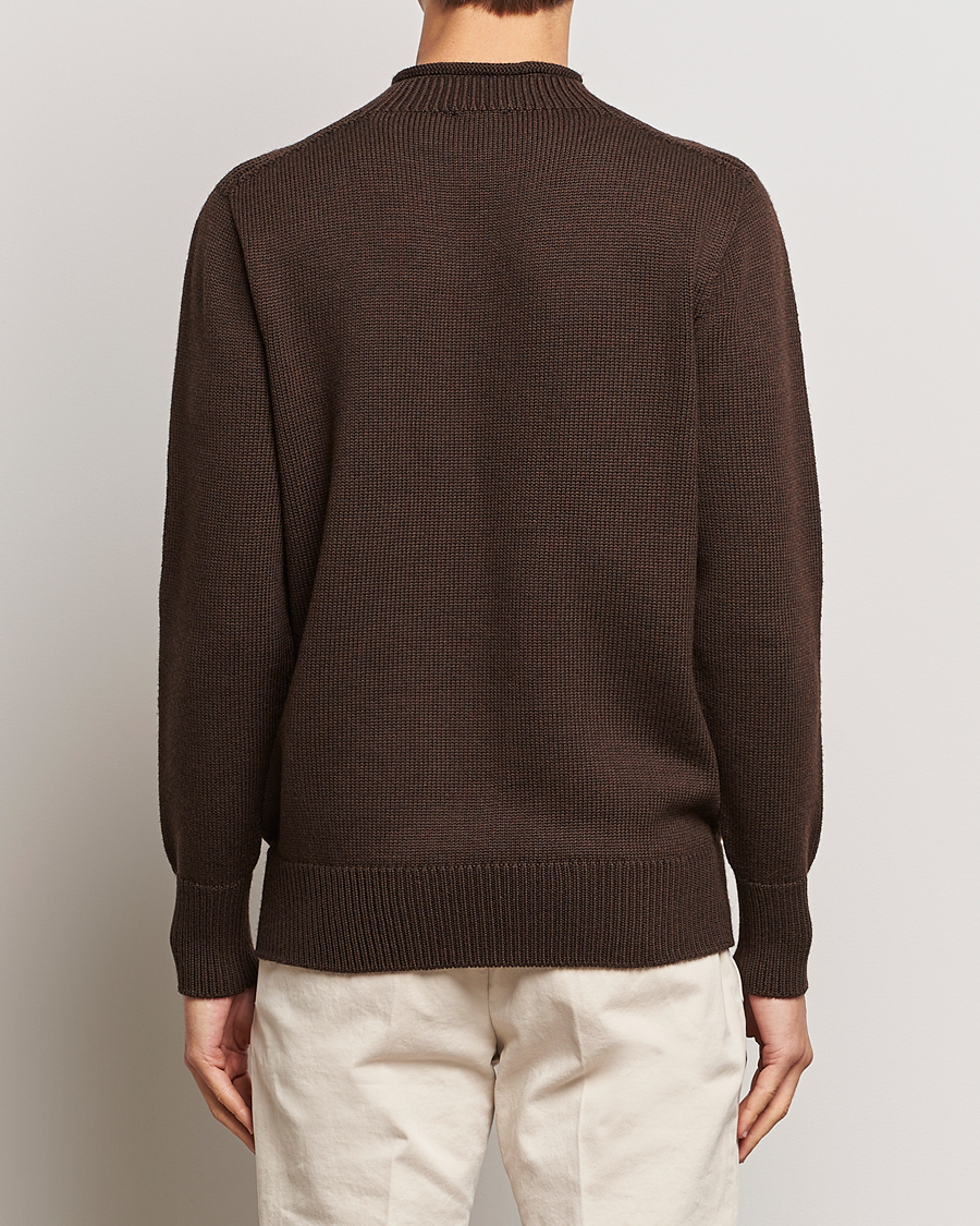 Herr | Tröjor | Sunspel | Fisherman Merino Jumper Coffee