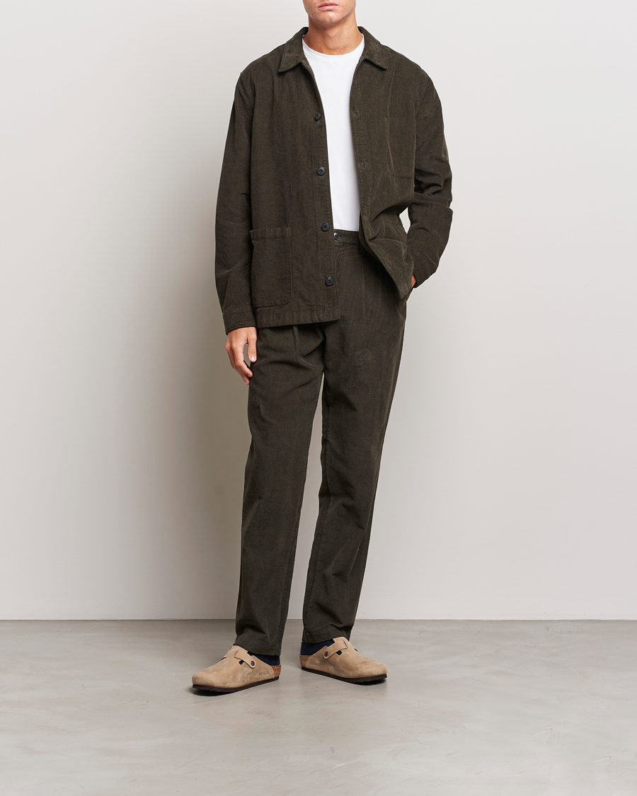 Herr | Byxor | Sunspel | Corduroy Double Pleat Trousers Coffee