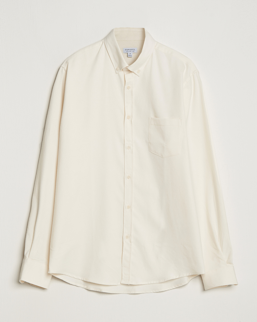 Herr |  | Sunspel | Brushed Cotton Flannel Shirt Ecru