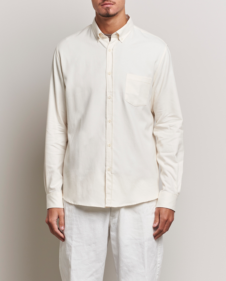 Herr | Flanellskjortor | Sunspel | Brushed Cotton Flannel Shirt Ecru