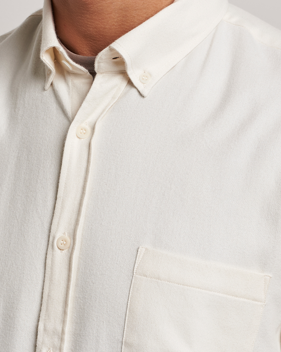 Herr | Skjortor | Sunspel | Brushed Cotton Flannel Shirt Ecru