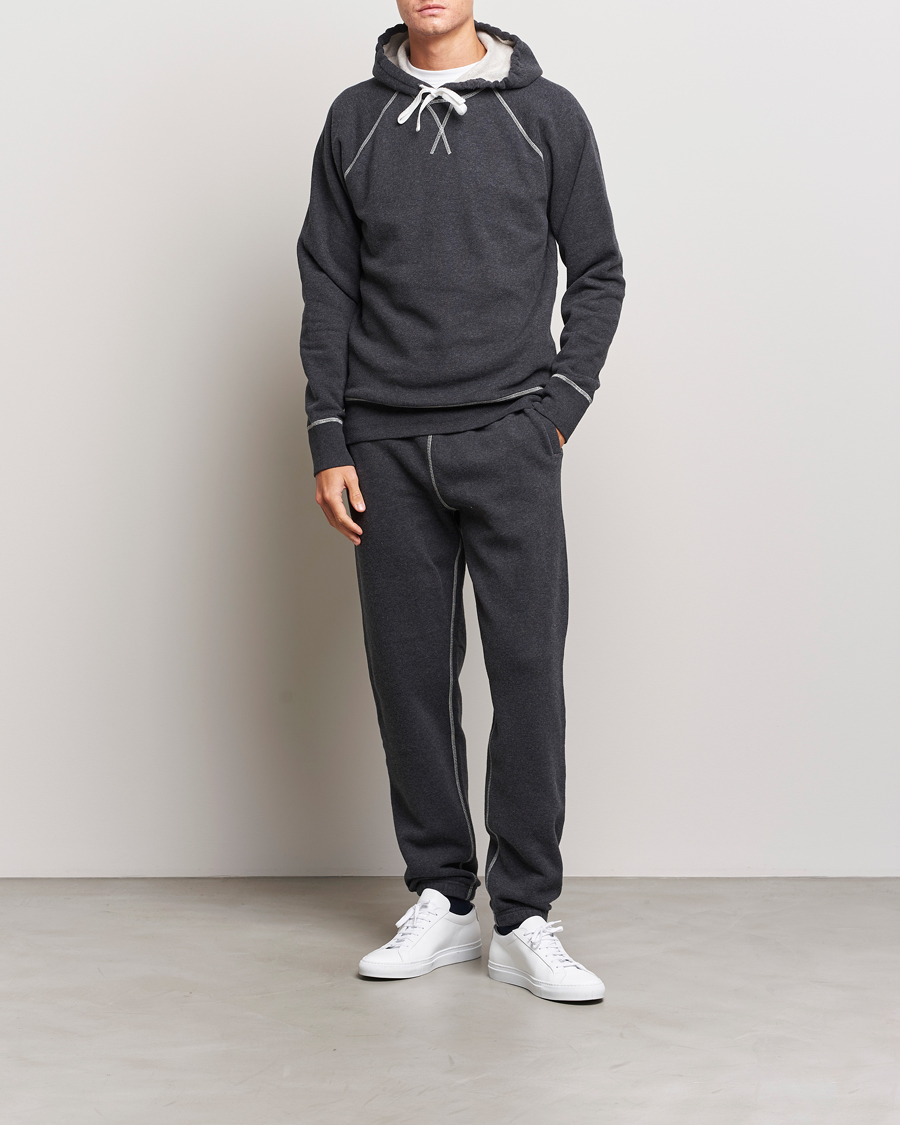 Herr | Byxor | Sunspel | Fleecback Joggers Charcoal Melange