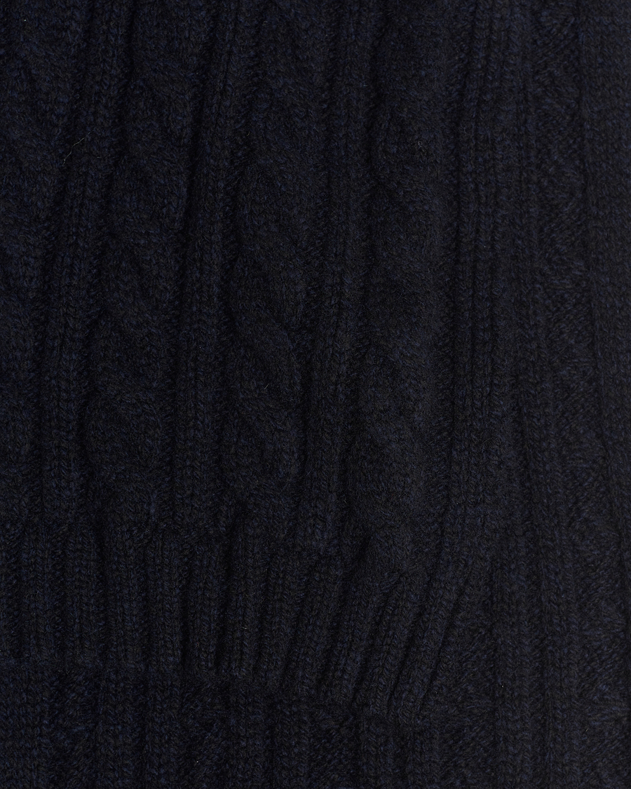 Herr | Sunspel Lambswool Cable Scarf Dark Navy | Sunspel | Lambswool Cable Scarf Dark Navy