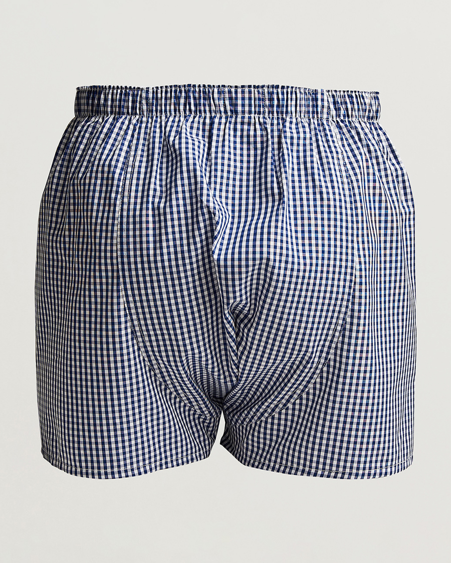 Herr |  | Sunspel | Cotton Gingham Boxer Navy