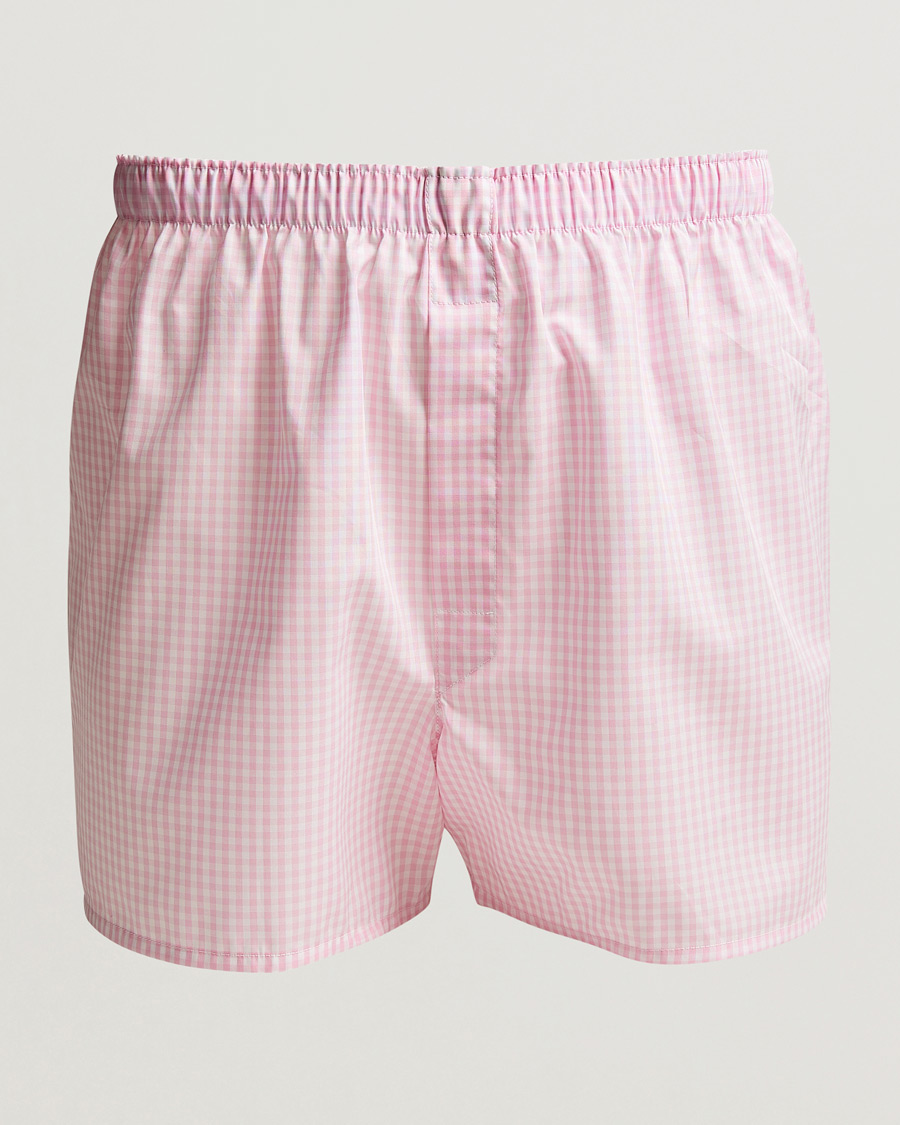 Herr | Underkläder | Sunspel | Cotton Gingham Boxer Pink
