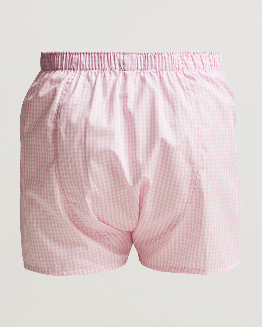 Herr | Underkläder | Sunspel | Cotton Gingham Boxer Pink