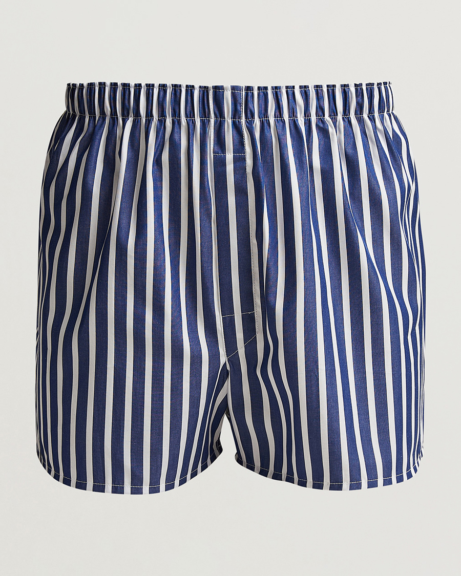 Herr | Underkläder | Sunspel | Cotton Gingham Boxer White/Navy
