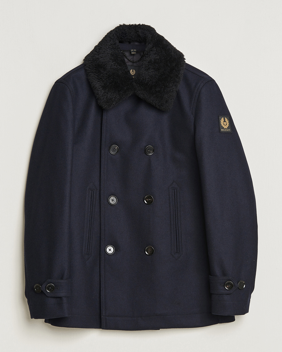 Herr | Jackor | Belstaff | Ashridge Sherling Wool Peacoat Dark Ink