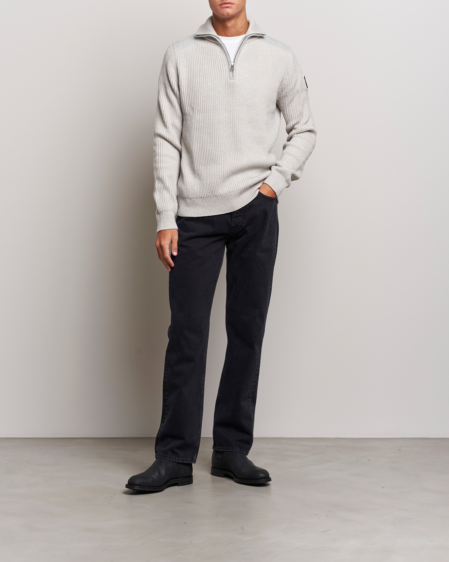Herr | Tröjor | Belstaff | Stanley Quarter Zip Jumper Old Silver
