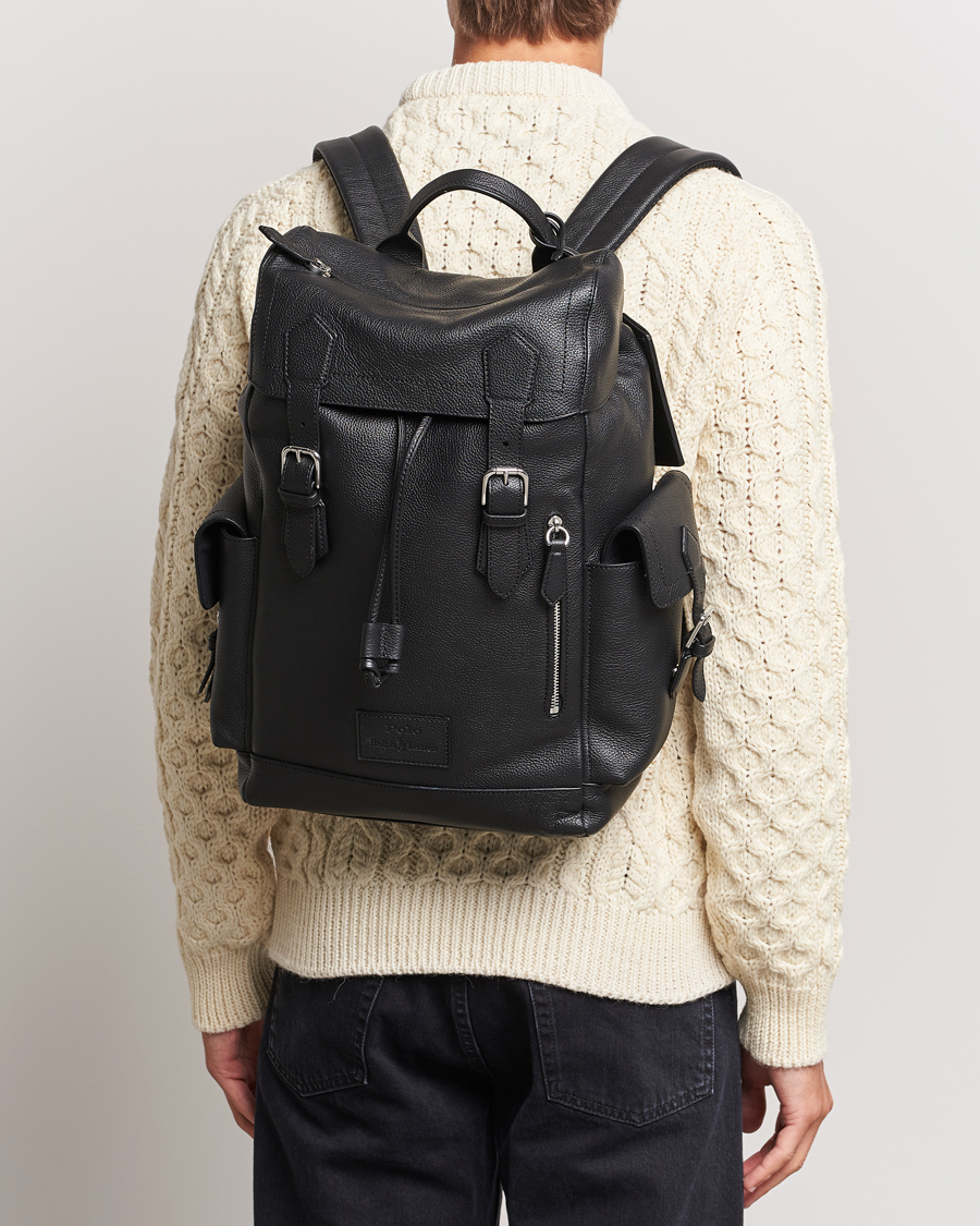 Herr | Polo Ralph Lauren Flap Leather Backpack Black | Polo Ralph Lauren | Flap Leather Backpack Black