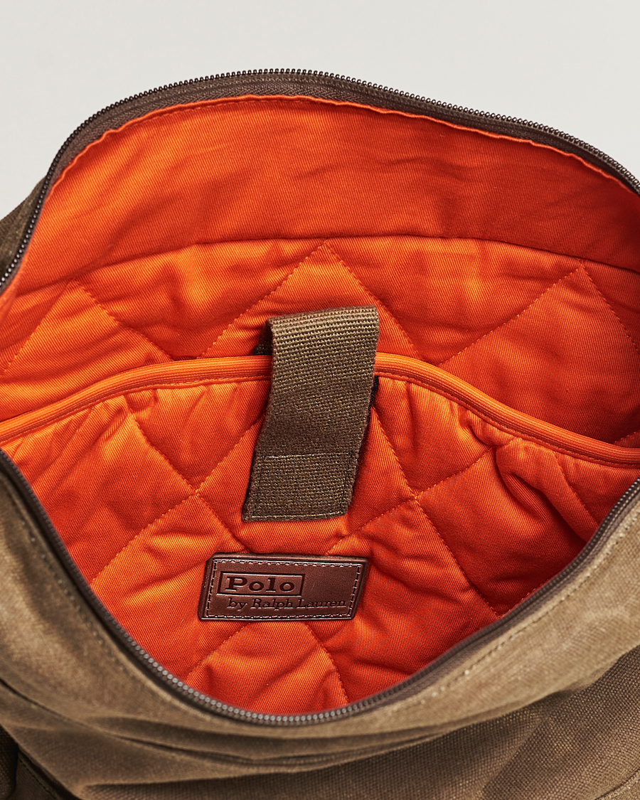 Herr | Polo Ralph Lauren Zip Top Oil Cloth Backpack Olive | Polo Ralph Lauren | Zip Top Oil Cloth Backpack Olive