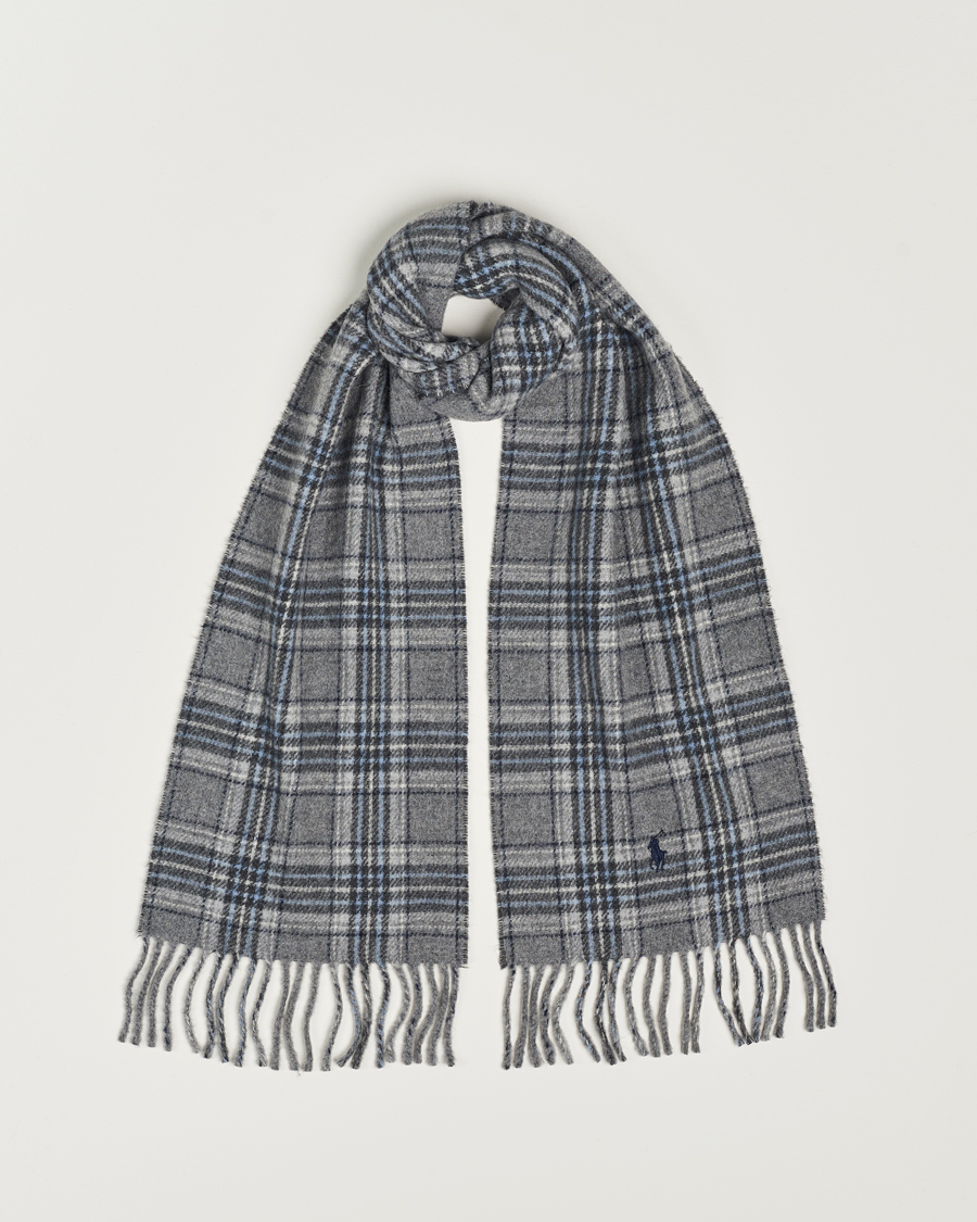 Herr | Polo Ralph Lauren Wool Checked Scarf Grey | Polo Ralph Lauren | Wool Checked Scarf Grey