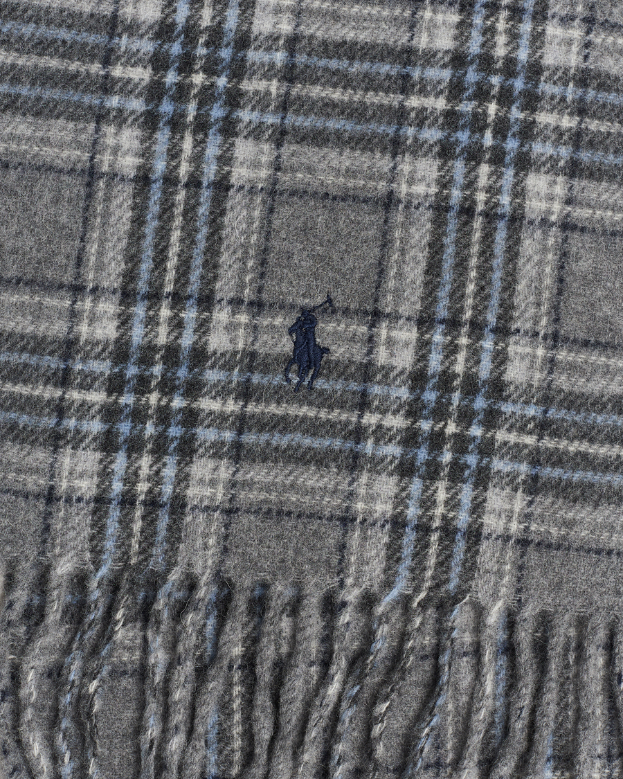 Herr | Polo Ralph Lauren Wool Checked Scarf Grey | Polo Ralph Lauren | Wool Checked Scarf Grey