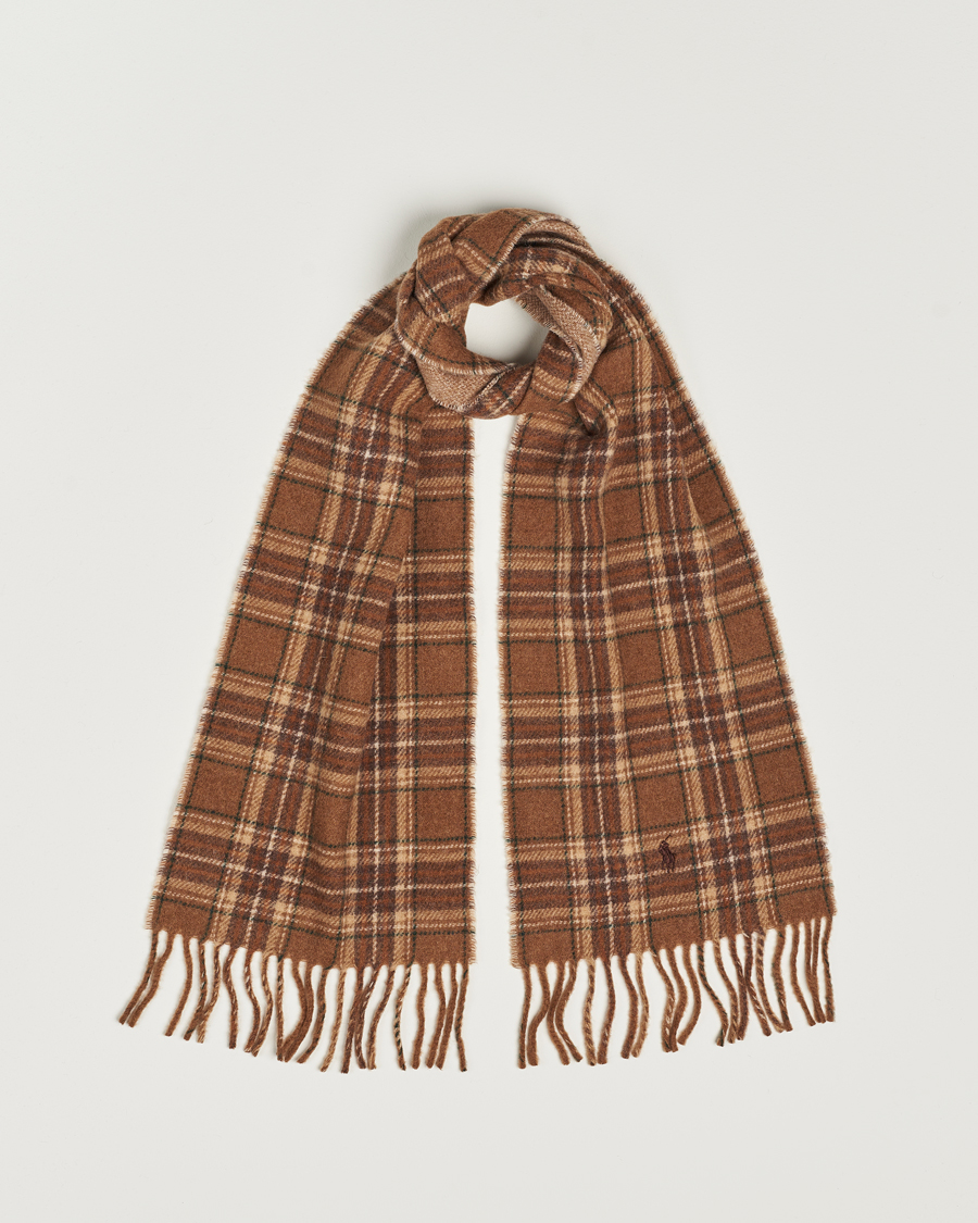 Herr | Polo Ralph Lauren Wool Checked Scarf Camel/Brown | Polo Ralph Lauren | Wool Checked Scarf Camel/Brown
