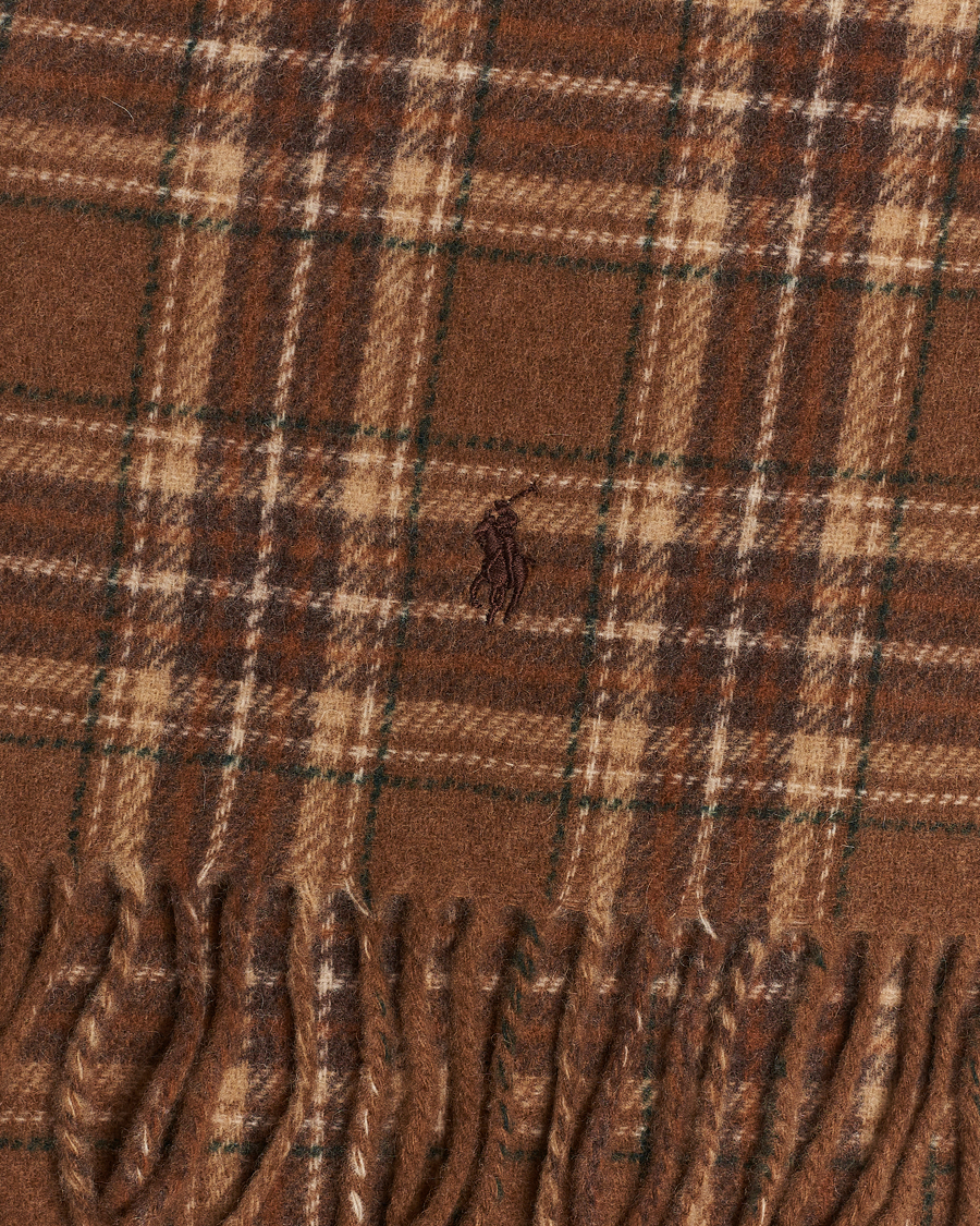 Herr | Polo Ralph Lauren Wool Checked Scarf Camel/Brown | Polo Ralph Lauren | Wool Checked Scarf Camel/Brown
