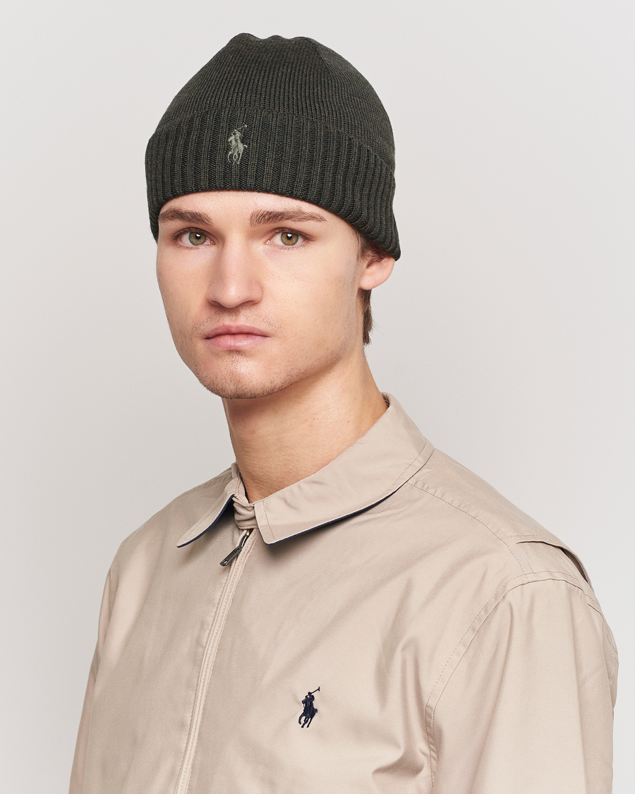 Herr | Polo Ralph Lauren Merino Wool Beanie Olive Heather | Polo Ralph Lauren | Merino Wool Beanie Olive Heather
