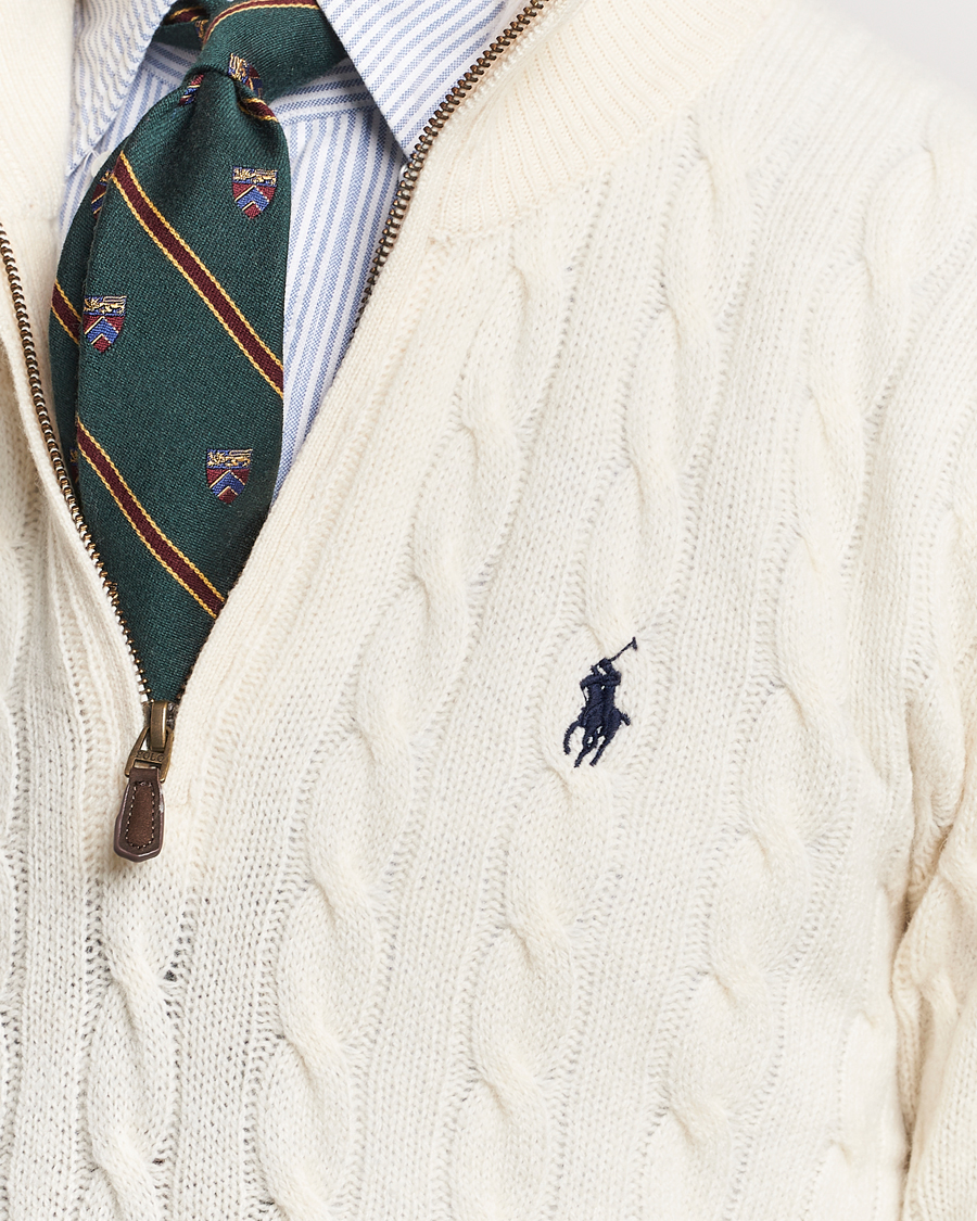 Herr | Tröjor | Polo Ralph Lauren | Wool/Cashmere Cable Half Zip Andover Cream