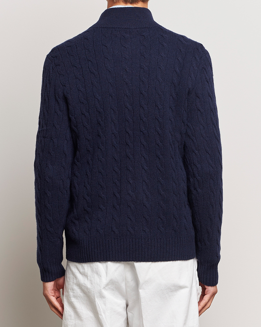 Herr | Tröjor | Polo Ralph Lauren | Wool/Cashmere Cable Half Zip Hunter Navy