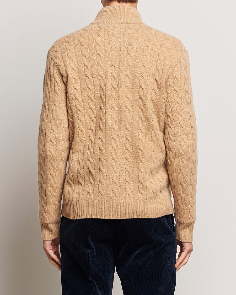 Herr | Tröjor | Polo Ralph Lauren | Wool/Cashmere Cable Half Zip Camel Melange