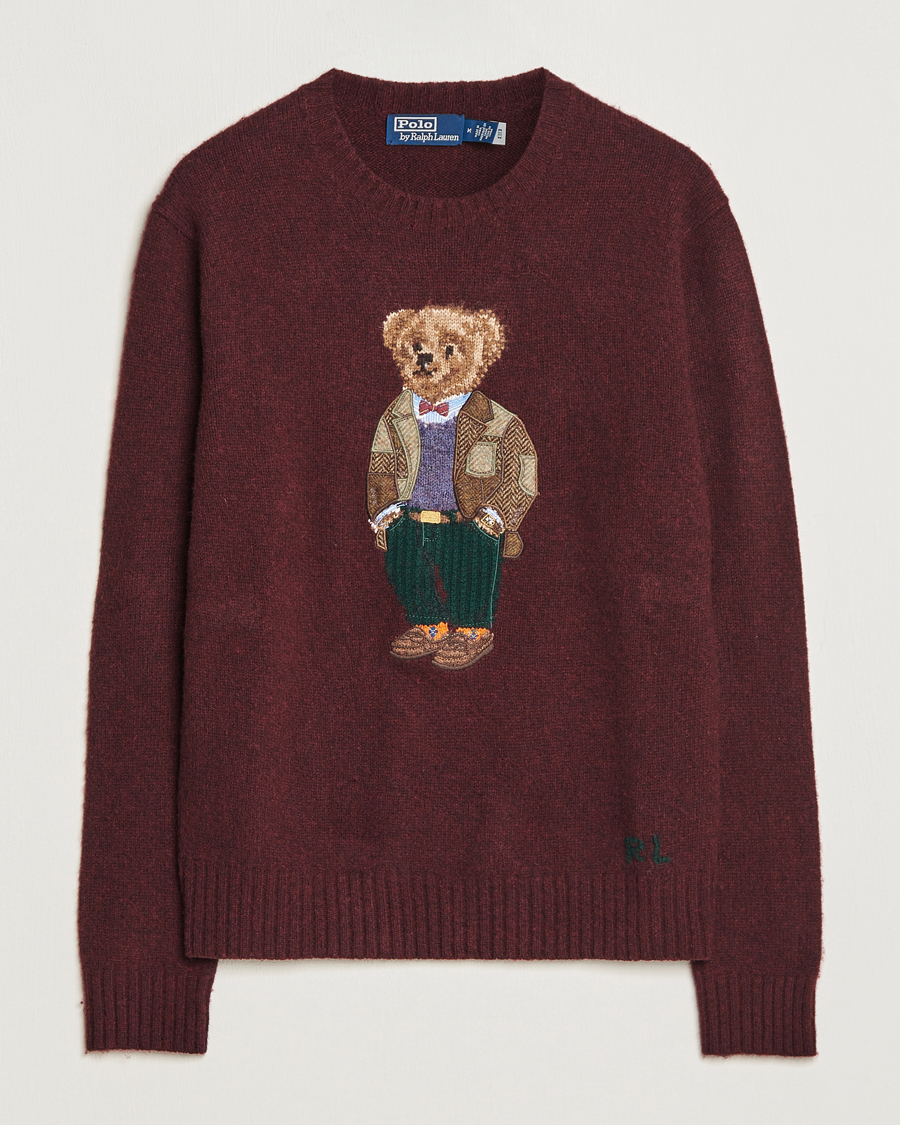 Herr | Tröjor | Polo Ralph Lauren | Wool/Cashmere Knitted Bear Sweater Aged Wine Heather