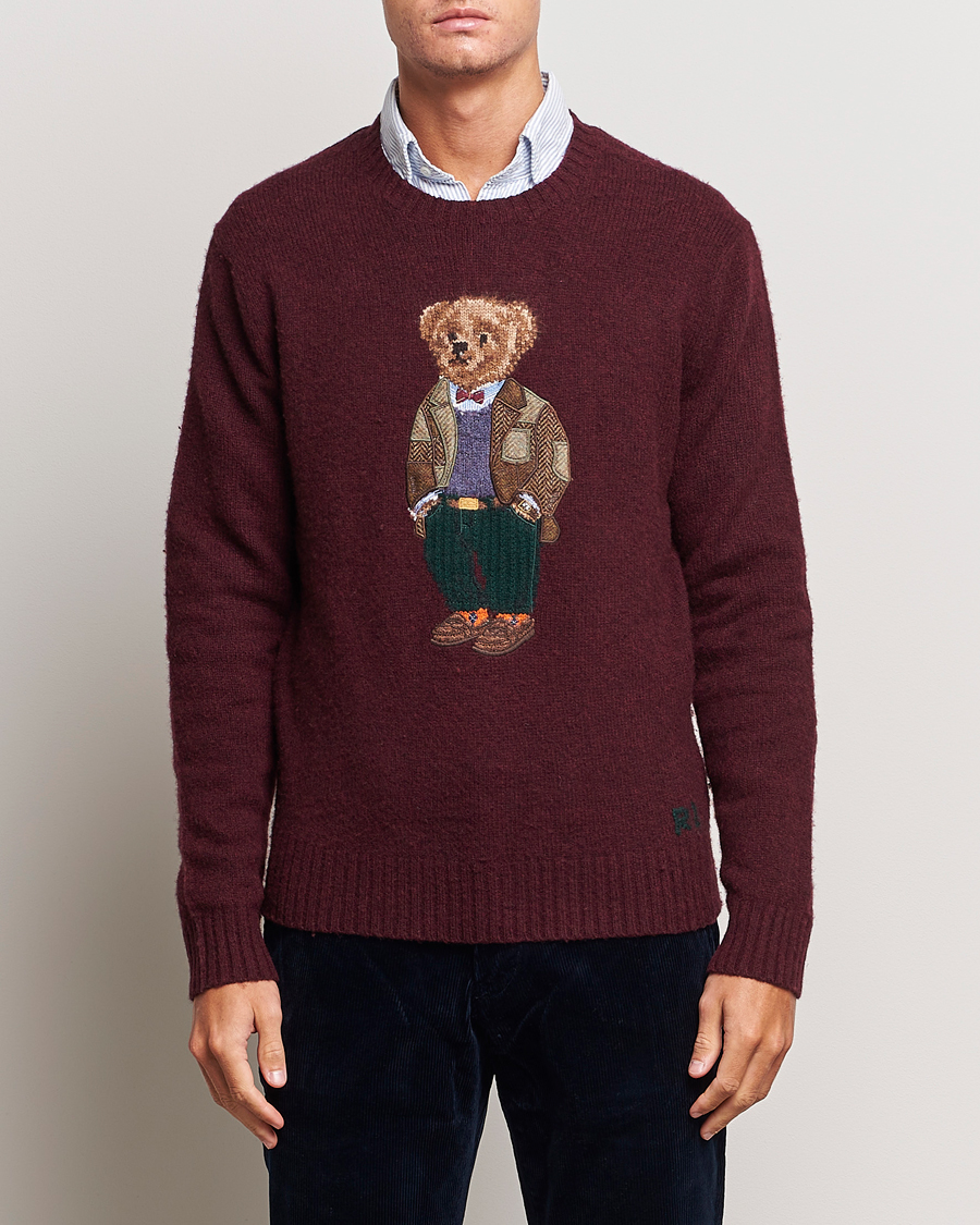 Herr | Tröjor | Polo Ralph Lauren | Wool/Cashmere Knitted Bear Sweater Aged Wine Heather