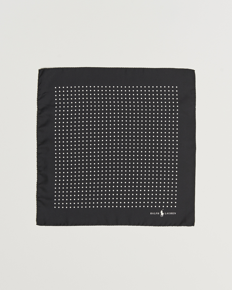 Herr | Polo Ralph Lauren Silk Dot Pocket Square Black/White | Polo Ralph Lauren | Silk Dot Pocket Square Black/White