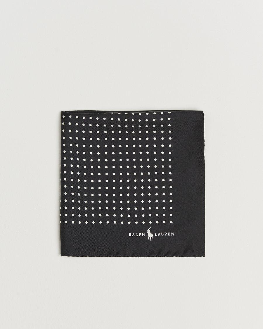 Herr | Polo Ralph Lauren Silk Dot Pocket Square Black/White | Polo Ralph Lauren | Silk Dot Pocket Square Black/White