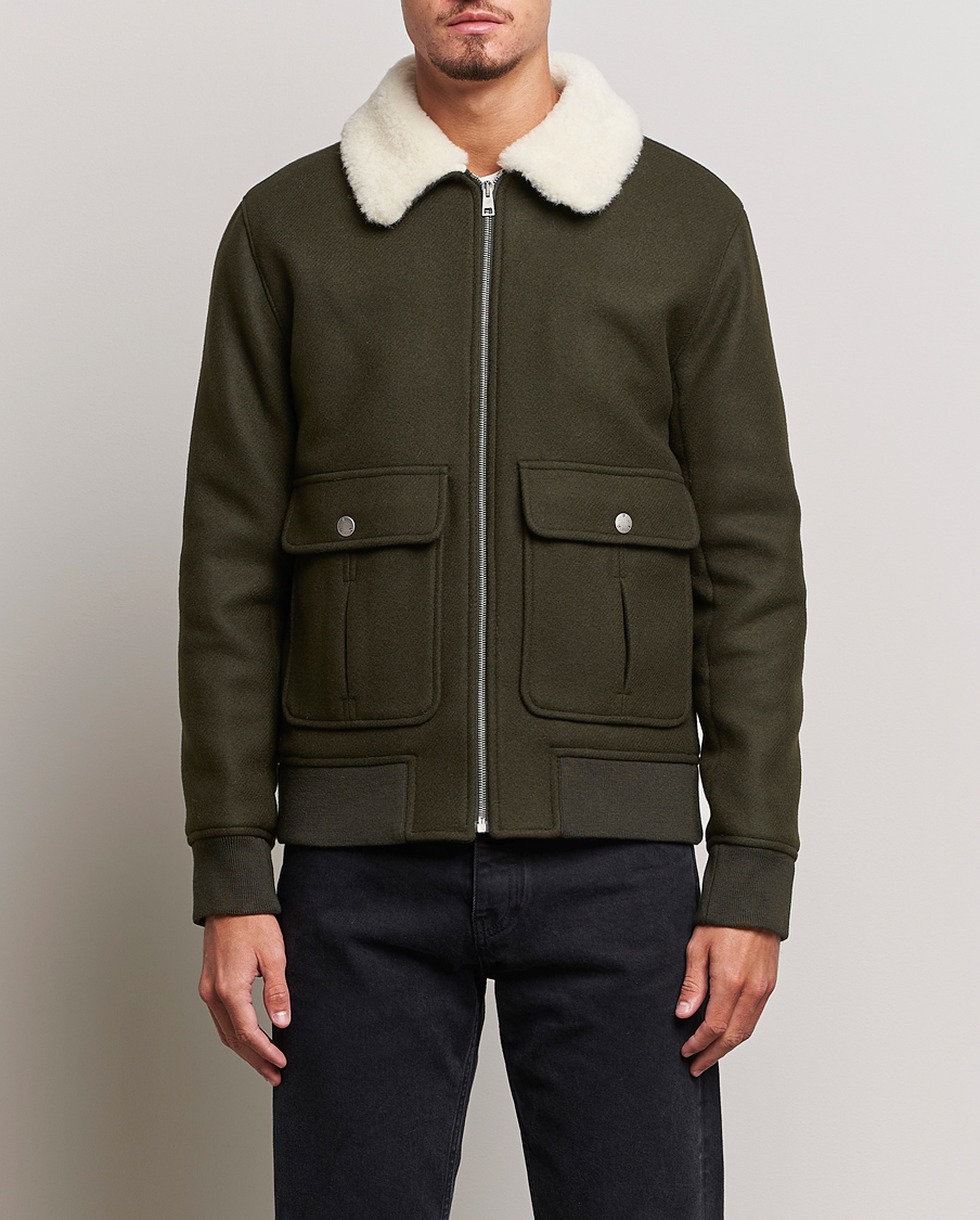 Herr | Jackor | A.P.C. | Ben Shearling Bomber Jacket Dark Green