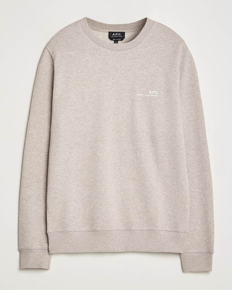Herr | Tröjor | A.P.C. | Item Crew Neck Sweatshirt Beige Chine