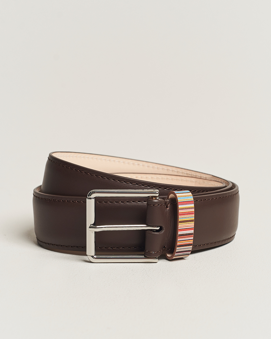 Herr |  | Paul Smith | Leather Stripe Belt Dark Brown
