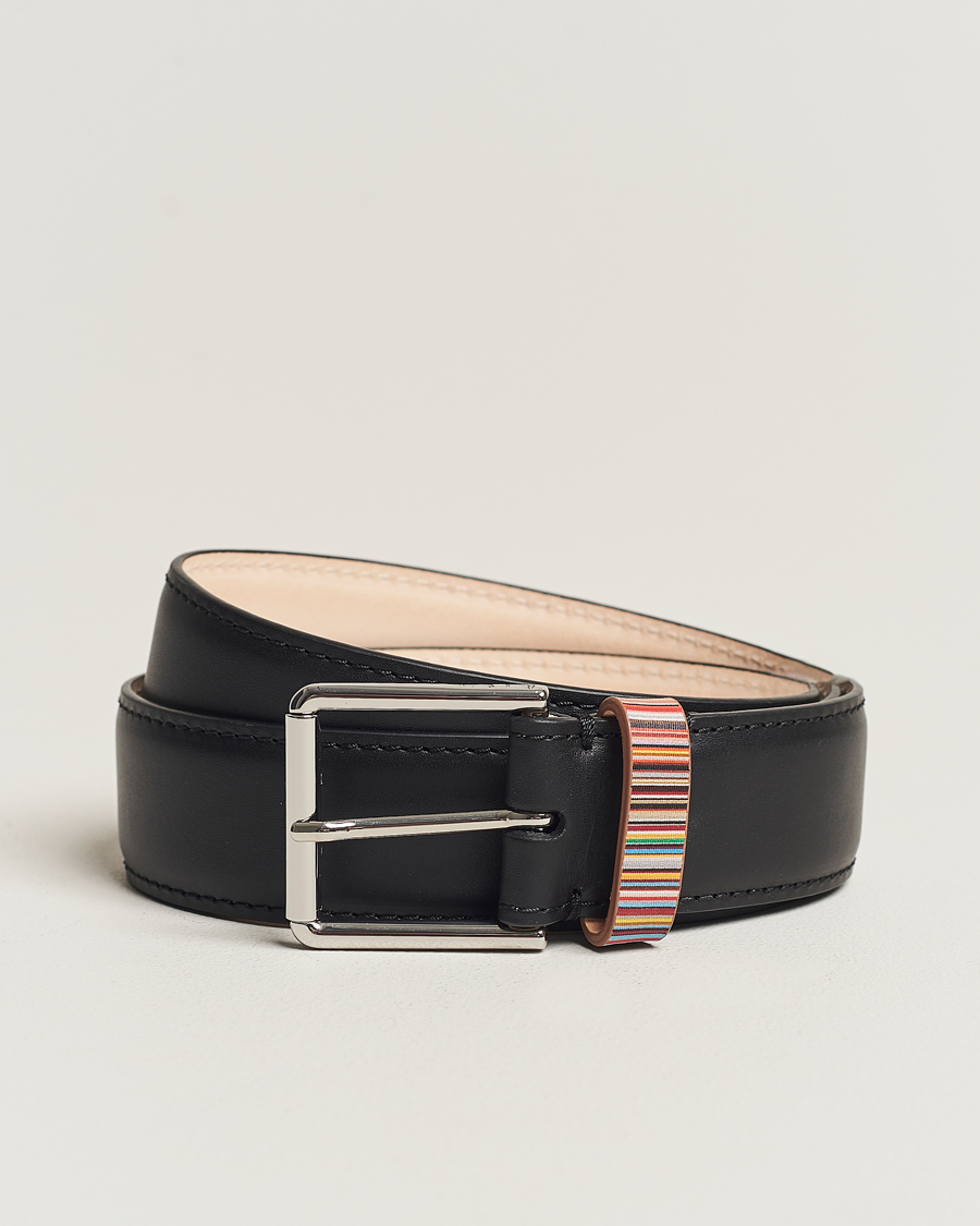 Herr | Släta bälten | Paul Smith | Leather Stripe Belt Black