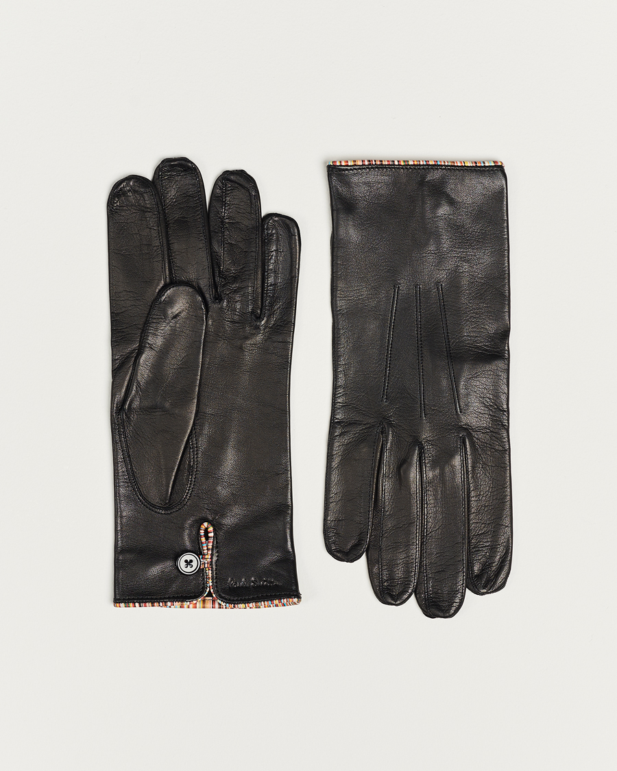 Herr | Paul Smith Leather Striped Piping Glove Black | Paul Smith | Leather Striped Piping Glove Black