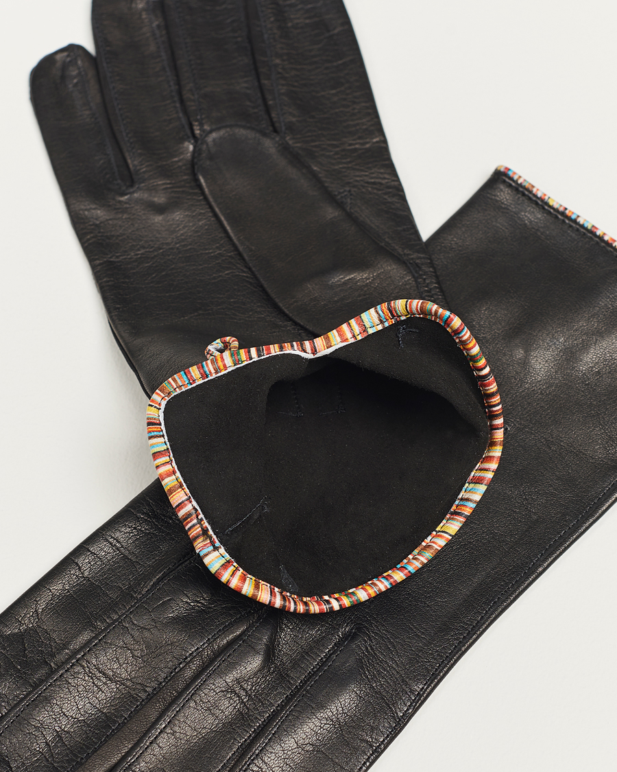 Herr |  | Paul Smith | Leather Striped Piping Glove Black