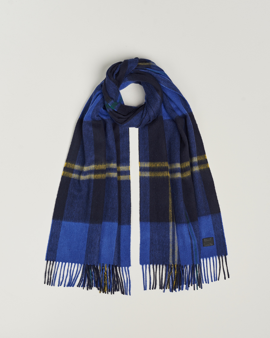 Herr | Paul Smith Lambswool Checked Scarf Blue Multi | Paul Smith | Lambswool Checked Scarf Blue Multi