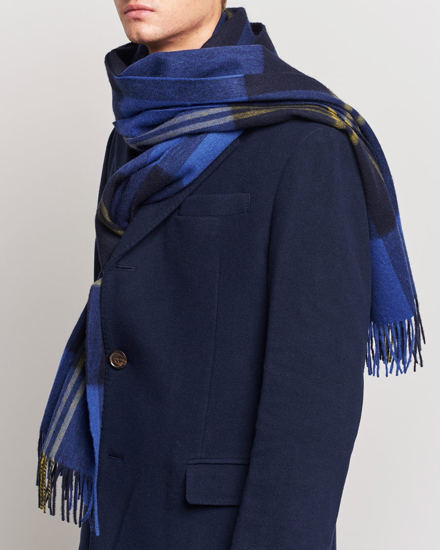 Herr | Paul Smith Lambswool Checked Scarf Blue Multi | Paul Smith | Lambswool Checked Scarf Blue Multi