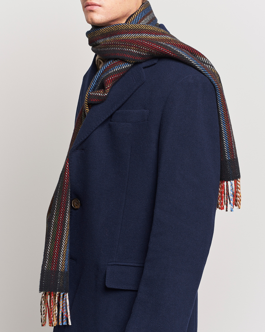 Herr | Paul Smith Wool/Cashmere Stripe Herringbone Scarf Multi | Paul Smith | Wool/Cashmere Stripe Herringbone Scarf Multi