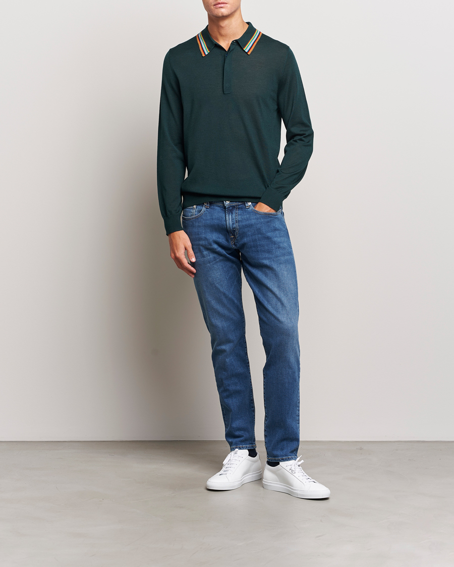 Herr | Tröjor | Paul Smith | Wool/Silk Knitted Polo Dark Green