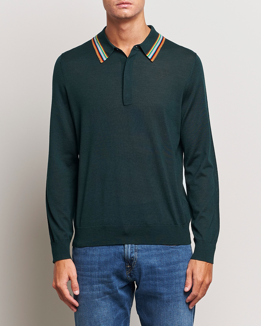 Herr |  | Paul Smith | Wool/Silk Knitted Polo Dark Green