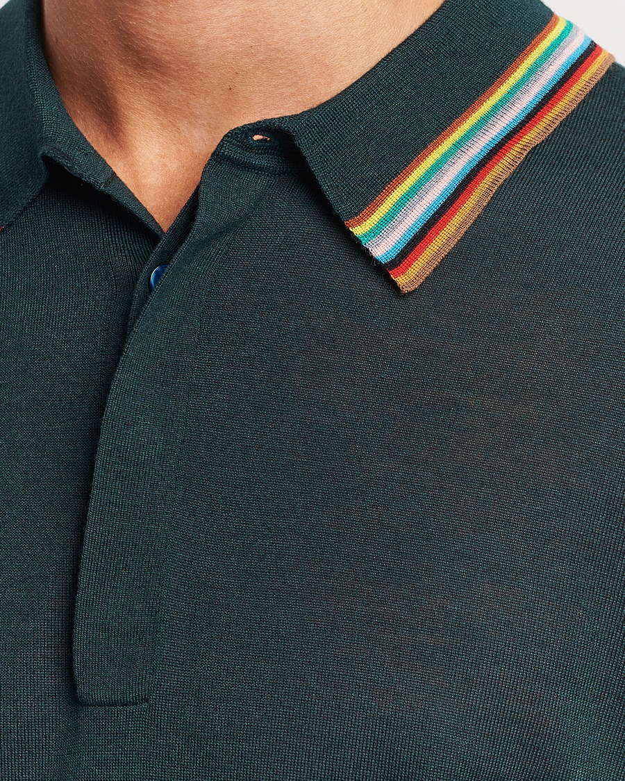 Herr | Tröjor | Paul Smith | Wool/Silk Knitted Polo Dark Green