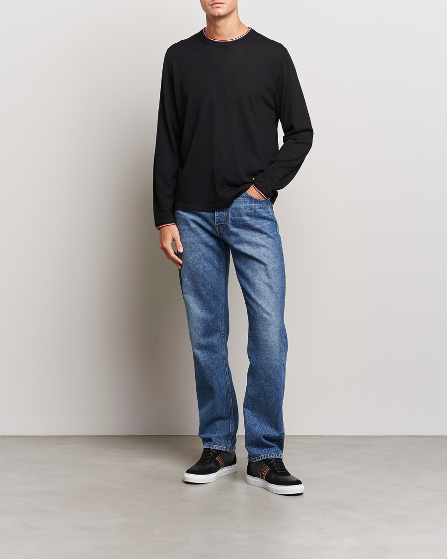 Herr | Tröjor | Paul Smith | Merino Wool Knitted Crew Neck Sweater Black